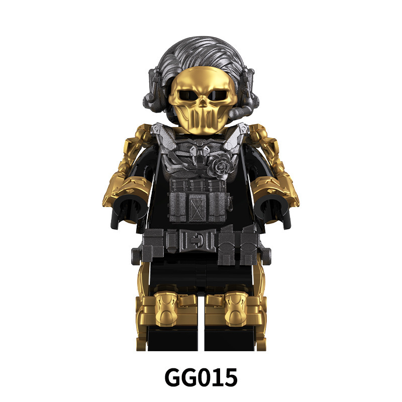 GG001-0012 Game for Boss Crazy Fire Villeneuve Xuan Yuan Minifigs Building Blocks Sergeant Hatton White Weapon Gun Knife Bag Accessories Toys Gift