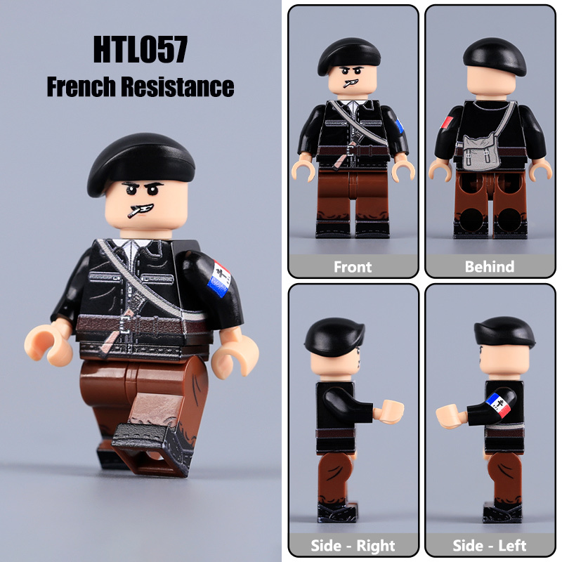 HTL057 WW2 French Resistance Fighter Minifigure – Historical Military Collectible Building Blocks UV Printed Toy Gun Toys Boys