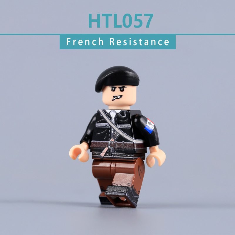 HTL057 WW2 French Resistance Fighter Minifigure – Historical Military Collectible Building Blocks UV Printed Toy Gun Toys Boys
