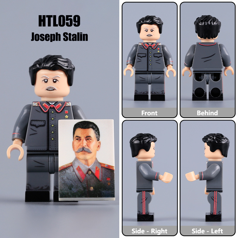 HTL059 HTL060 WW2 Soviet Leader Minifigure Building Blocks Action Figures Stalin Army Building Blocks Weapons Gun Toys Boys Compatible