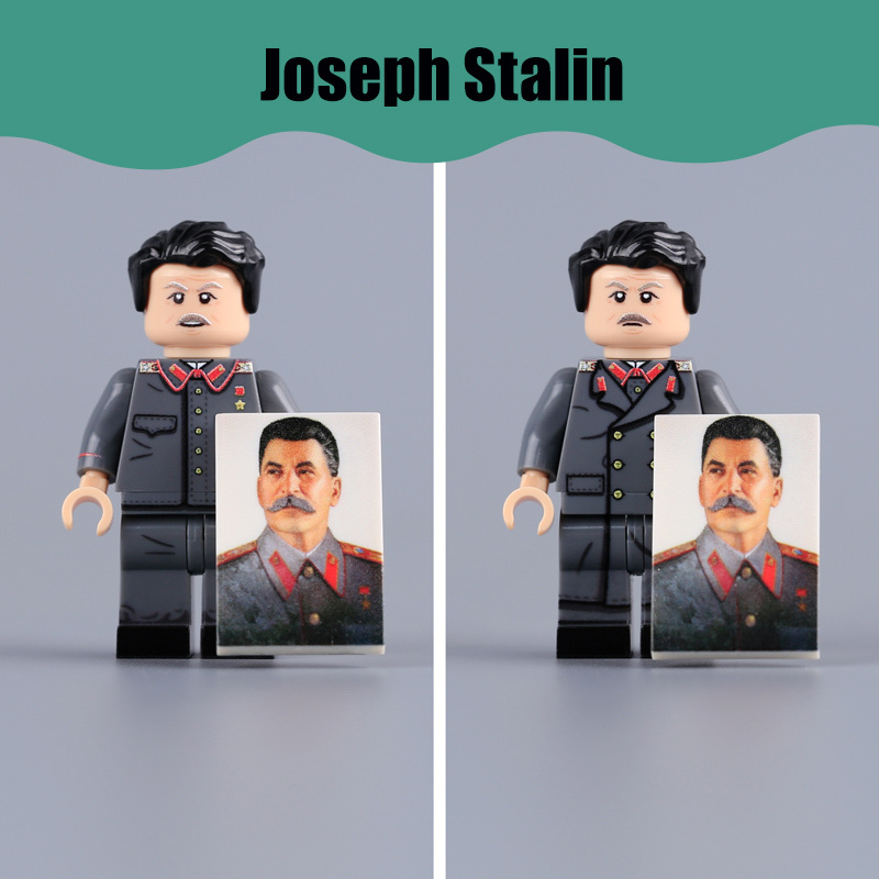 HTL059 HTL060 WW2 Soviet Leader Minifigure Building Blocks Action Figures Stalin Army Building Blocks Weapons Gun Toys Boys Compatible