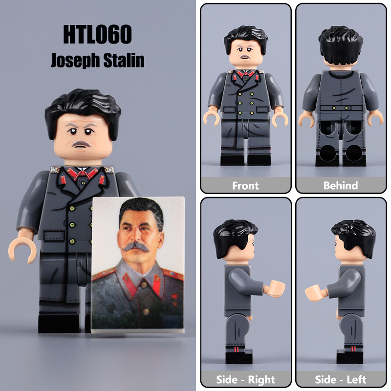 HTL059 HTL060 WW2 Soviet Leader Minifigure Building Blocks Action Figures Stalin Army Building Blocks Weapons Gun Toys Boys Compatible