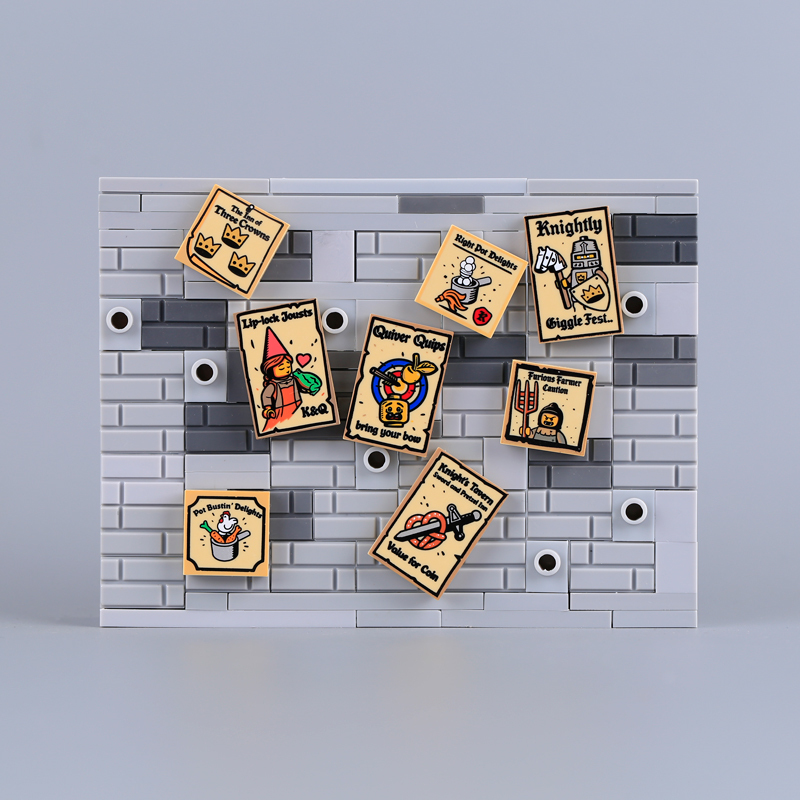 MOC City Medieval Posters Series Minifigs Wolfpack Skeleton Building Blocks Robin Printed Piece Compatible Toys Gift