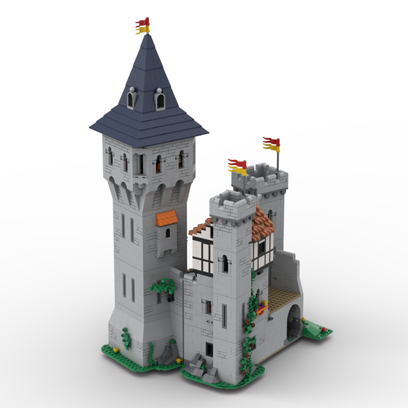 MOC Medieval Lion Knight Castle Building Blocks Military Kingdom Fortress Wall Tower Soldier Retro Defense DIY Bricks Toys Gifts