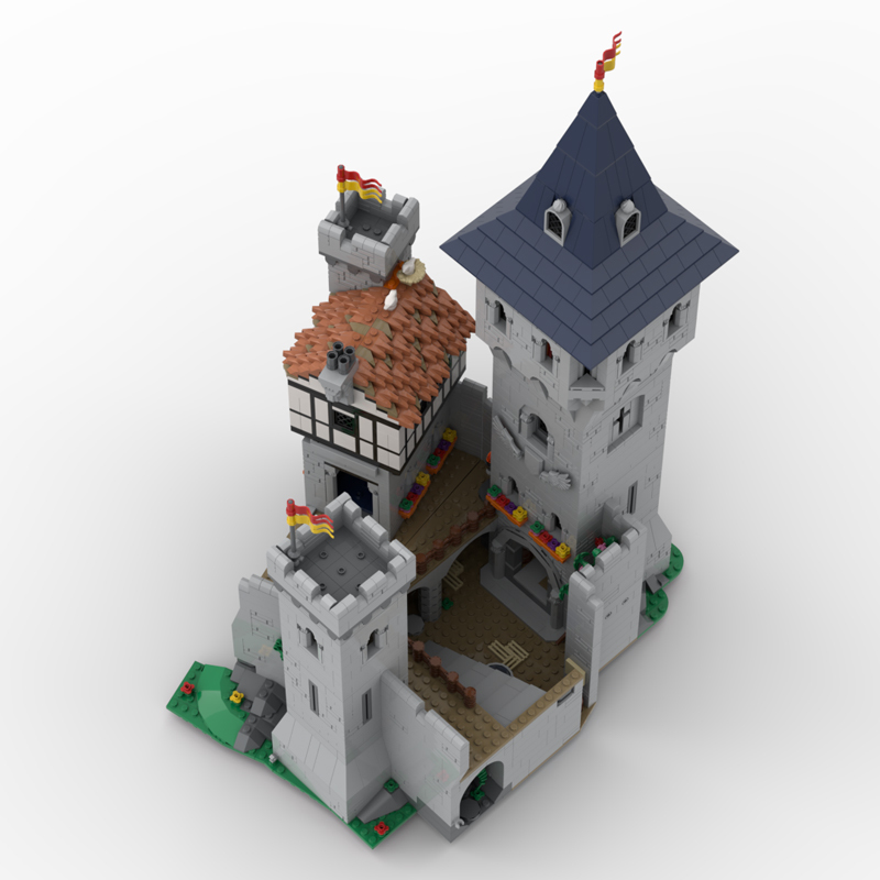 MOC Medieval Lion Knight Castle Building Blocks Military Kingdom Fortress Wall Tower Soldier Retro Defense DIY Bricks Toys Gifts