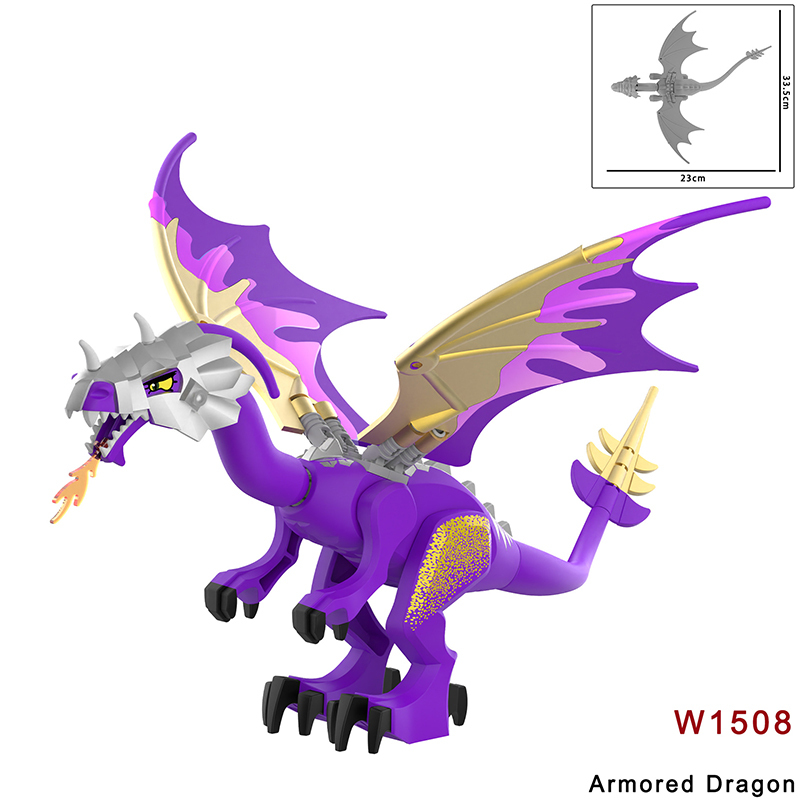 W1501 Medieval  Animals Game Cartoon Dinosaur Series Red Dragon Action Figures Big Size Minifigs Building Blocks Toys Children Gifts