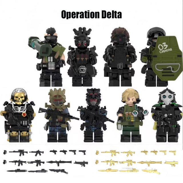 Delta Ops Special Forces Military Minifigs Building Blocks Tactical Soldier Team Weapons Gear Model Toy Gift for Kids Collectors YZ00116-YZ00123 YZ00127