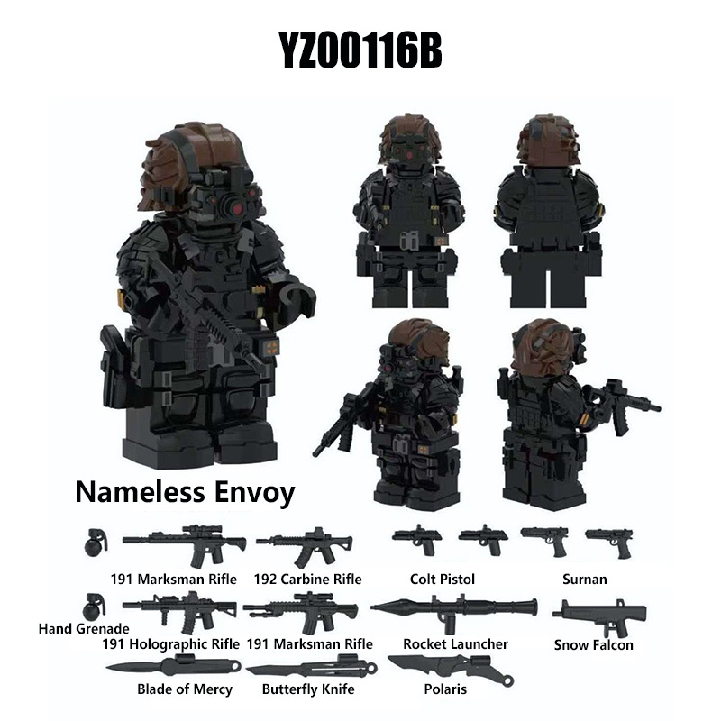 Modern Military Army Soldier Minifigure Tactical Special Forces Gun Weapon Building Blocks Toy Gift for Kids Compatible LT01
