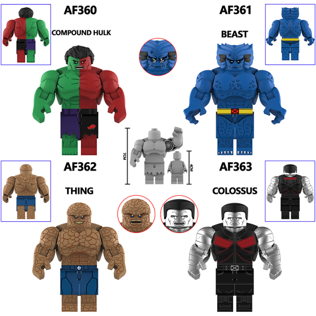 Marvel Superhero Big Size Minifigures Set Metal Strongman Beast Rock Giant Building Blocks Action Figure Toy Collectible Gift AF360-363