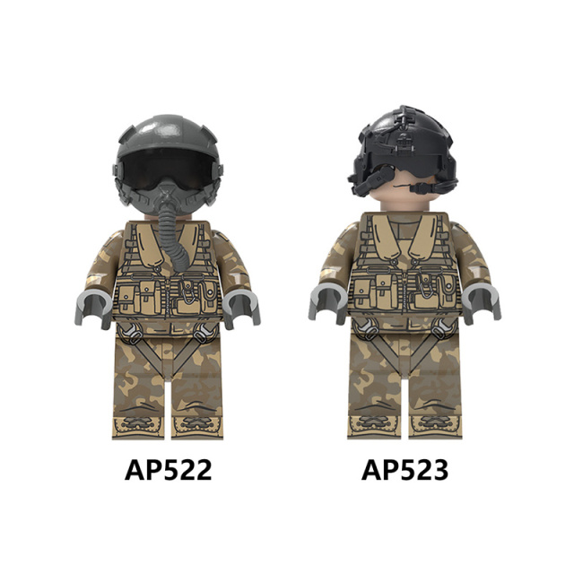 Military Pilot Special Forces Minifigure Army Soldier Building Blocks Tactical Gear MOC Compatible Bricks Toy Gift AP522 AP523