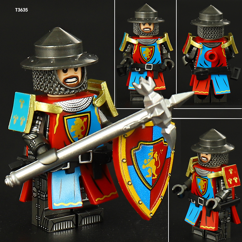 ST631-633 Medieval White Horse  Bat Knight Army Minifigs Building Blocks Weapon Soldiers Tiger Warrier Shield Horse Children Toys Gifts