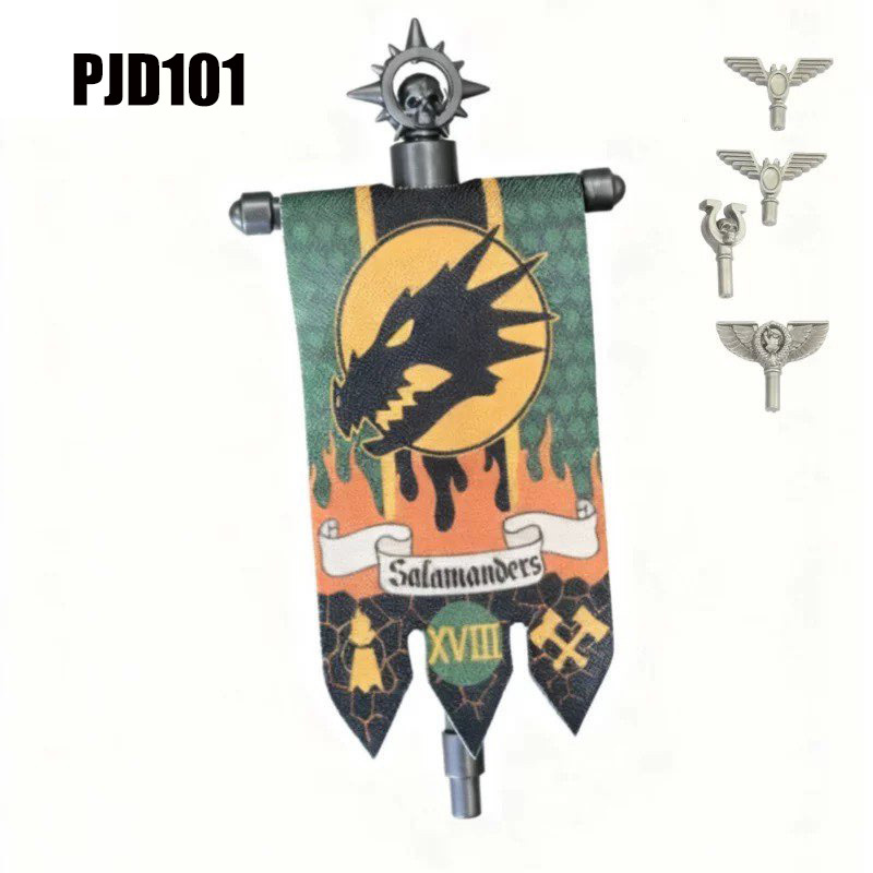 British Game Warhammer Blood Angels Minifigs Warrior Bow Sword Flag Accessories Building Blocks Helmet Children Toys Gift Boy