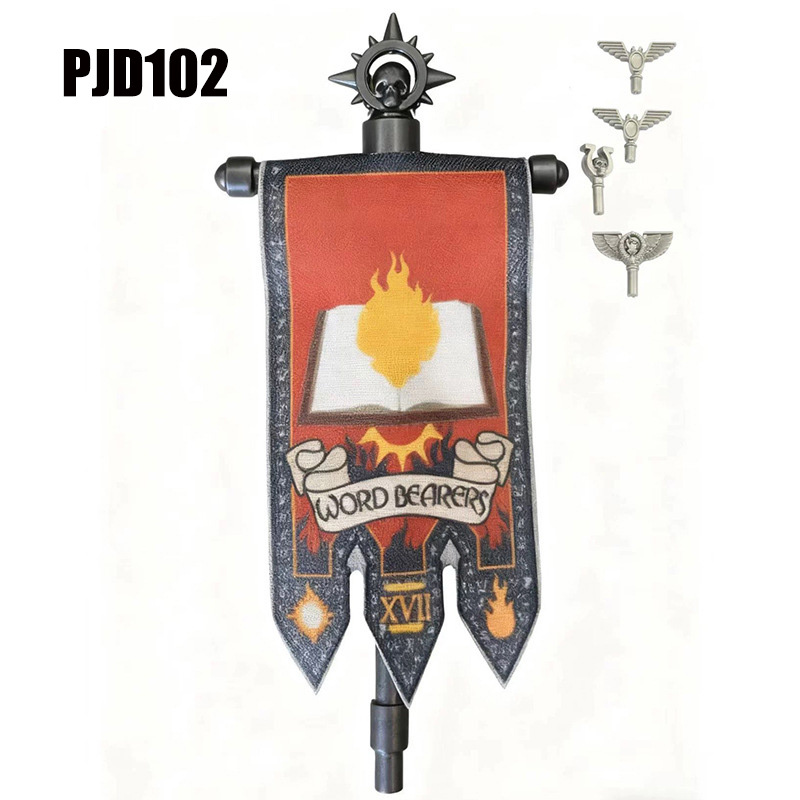 British Game Warhammer Blood Angels Minifigs Warrior Bow Sword Flag Accessories Building Blocks Helmet Children Toys Gift Boy