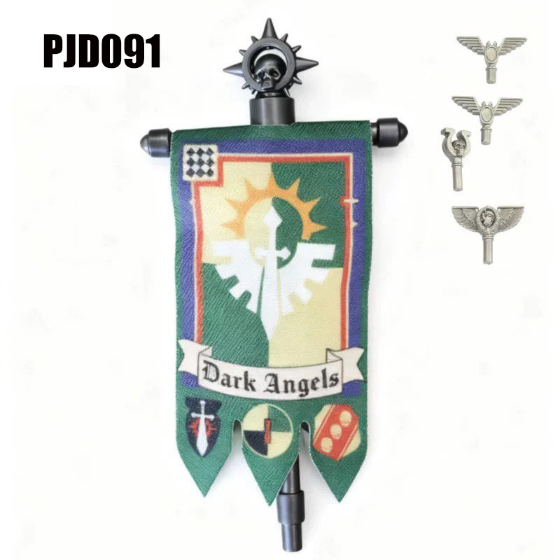 British Game Warhammer Blood Angels Minifigs Warrior Bow Sword Flag Accessories Building Blocks Helmet Children Toys Gift Boy