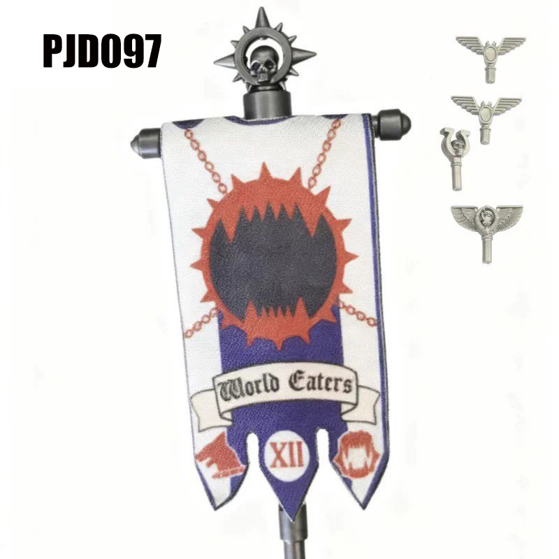 British Game Warhammer Blood Angels Minifigs Warrior Bow Sword Flag Accessories Building Blocks Helmet Children Toys Gift Boy