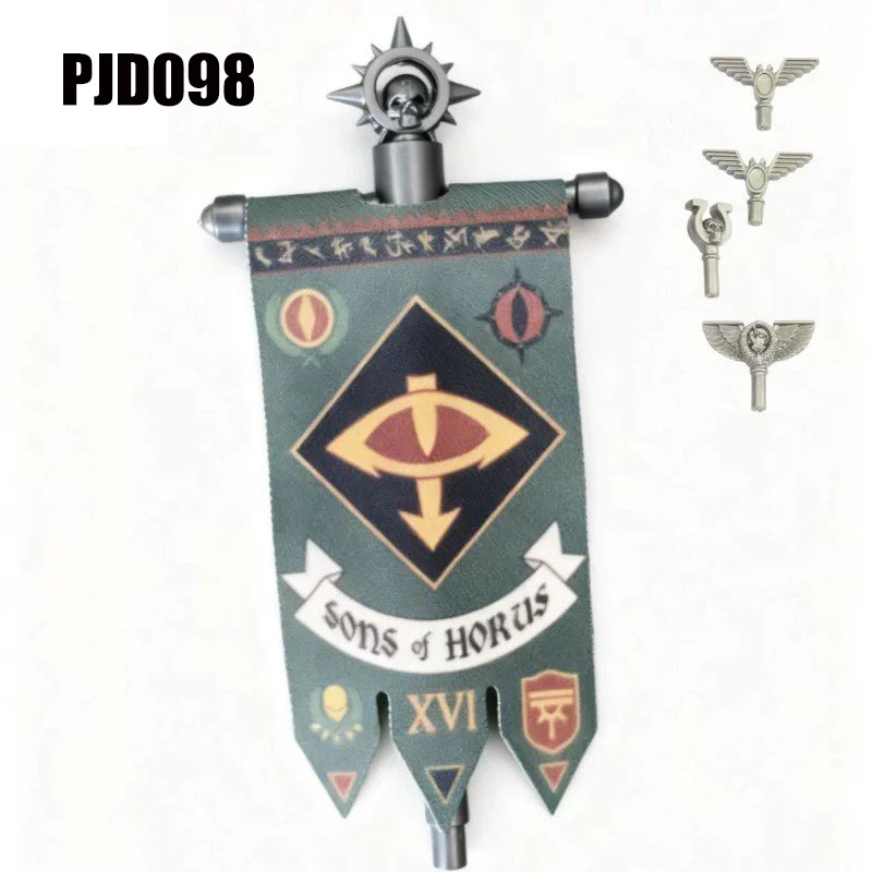 British Game Warhammer Blood Angels Minifigs Warrior Bow Sword Flag Accessories Building Blocks Helmet Children Toys Gift Boy