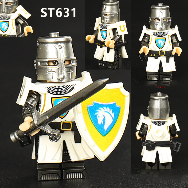 VP118 VP124 Medieval Green Gryphon Knight Army Minifigs Building Blocks Weapon Soldiers Tiger Warrier Shield Horse Children Toys Gifts