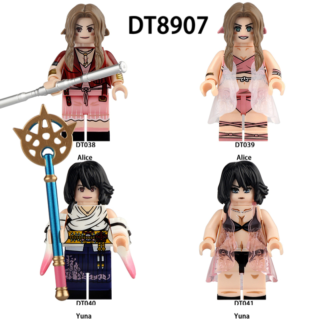 Final Fantasy Aerith Yuna Alice Minifigs Anime Figure Building Blocks Bricks Priestess Summoner Toy Gift MOC Accessories DT8907