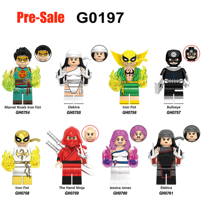 Marvel Rivals Action Figures Building Blocks Elektra Iron Fist Bullseye Minifigs Blocks Children Toys Gifts G0197