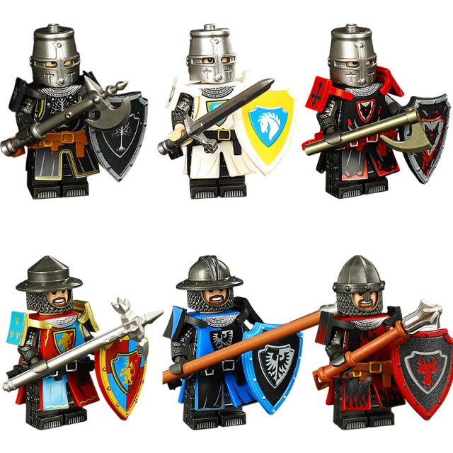 Medieval Dragon Knight Minifig Fire Dragon Shadow Knight Building Blocks Castle Fantasy Brick Figures Set ST3631-3636