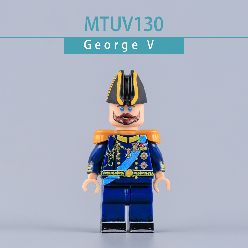 WW1 British King George V Minifigs Royal Uniform Figure UV Printed Building Blocks Historical Military Toy Custom Collection MTUV130