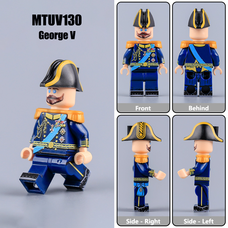 WW1 British King George V Minifigs Royal Uniform Figure UV Printed Building Blocks Historical Military Toy Custom Collection MTUV130