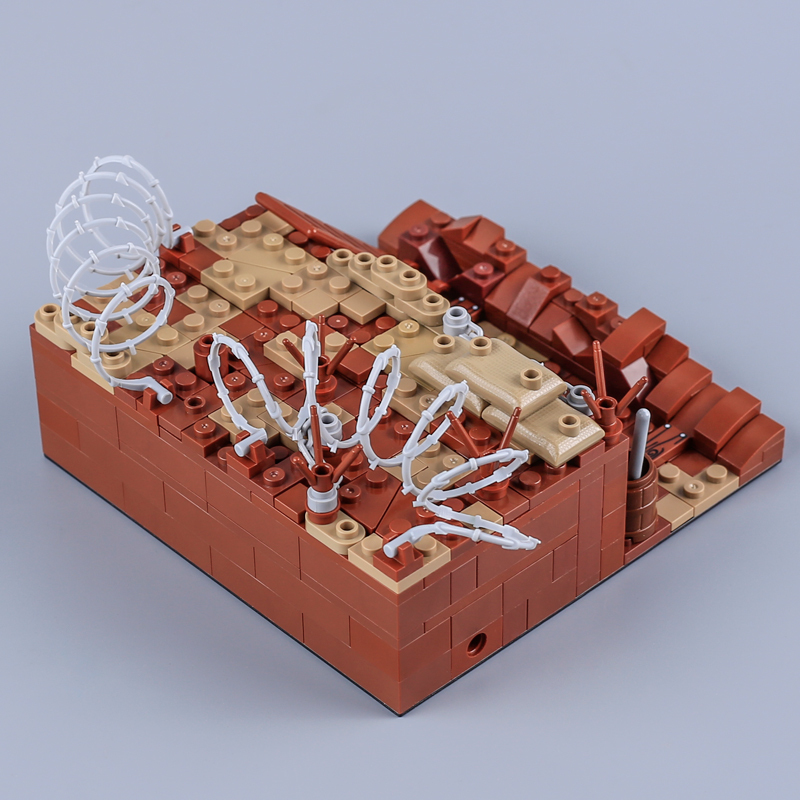WW2 Military Trench MOC Building Blocks Set Battlefield Scene Diorama Army Soldiers Bricks Toy Gift Compatible 319PCS