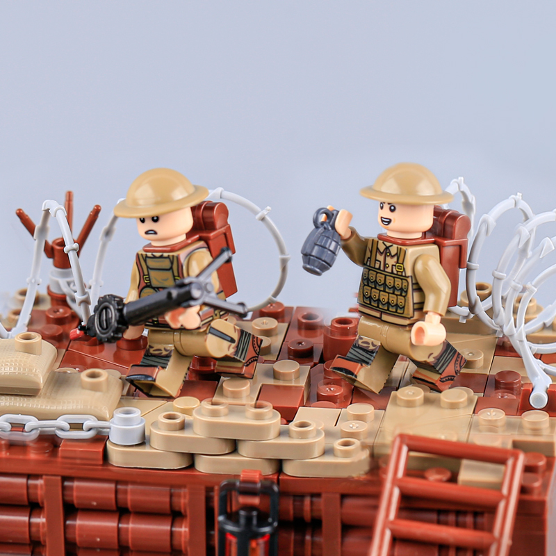 WW2 Military Trench MOC Building Blocks Set Battlefield Scene Diorama Army Soldiers Bricks Toy Gift Compatible 319PCS