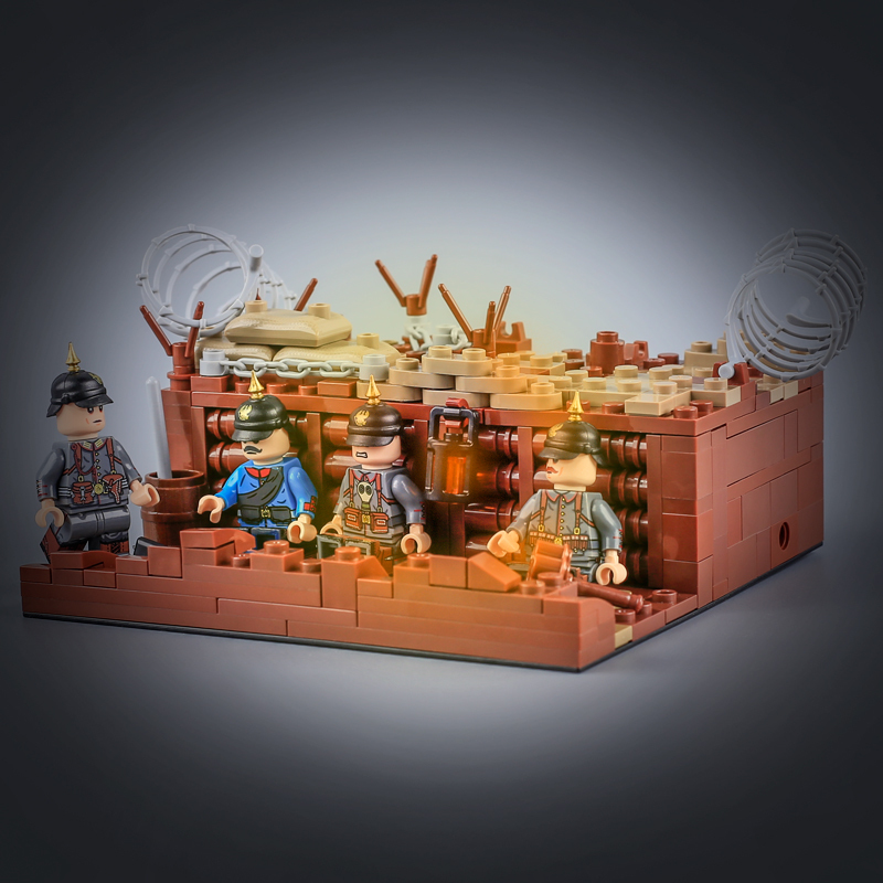 WW2 Military Trench MOC Building Blocks Set Battlefield Scene Diorama Army Soldiers Bricks Toy Gift Compatible 319PCS