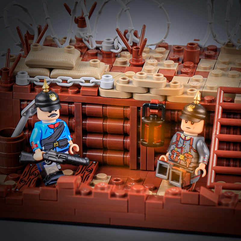 WW2 Military Trench MOC Building Blocks Set Battlefield Scene Diorama Army Soldiers Bricks Toy Gift Compatible 319PCS