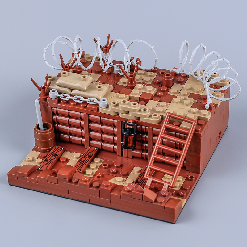 WW2 Military Trench MOC Building Blocks Set Battlefield Scene Diorama Army Soldiers Bricks Toy Gift Compatible 319PCS