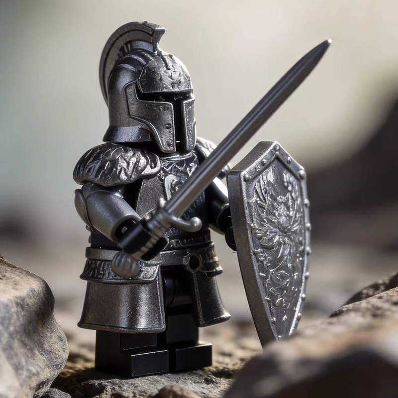 Dark Souls Faraam Knight Minifigs Metallic Armor Shield Building Blocks Toy Custom Medieval Warrior Toy Bricks Collection Gift HS005