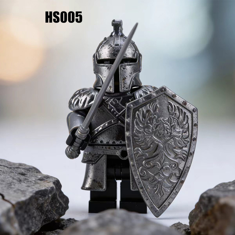 Dark Souls Faraam Knight Minifigs Metallic Armor Shield Building Blocks Toy Custom Medieval Warrior Toy Bricks Collection Gift HS005