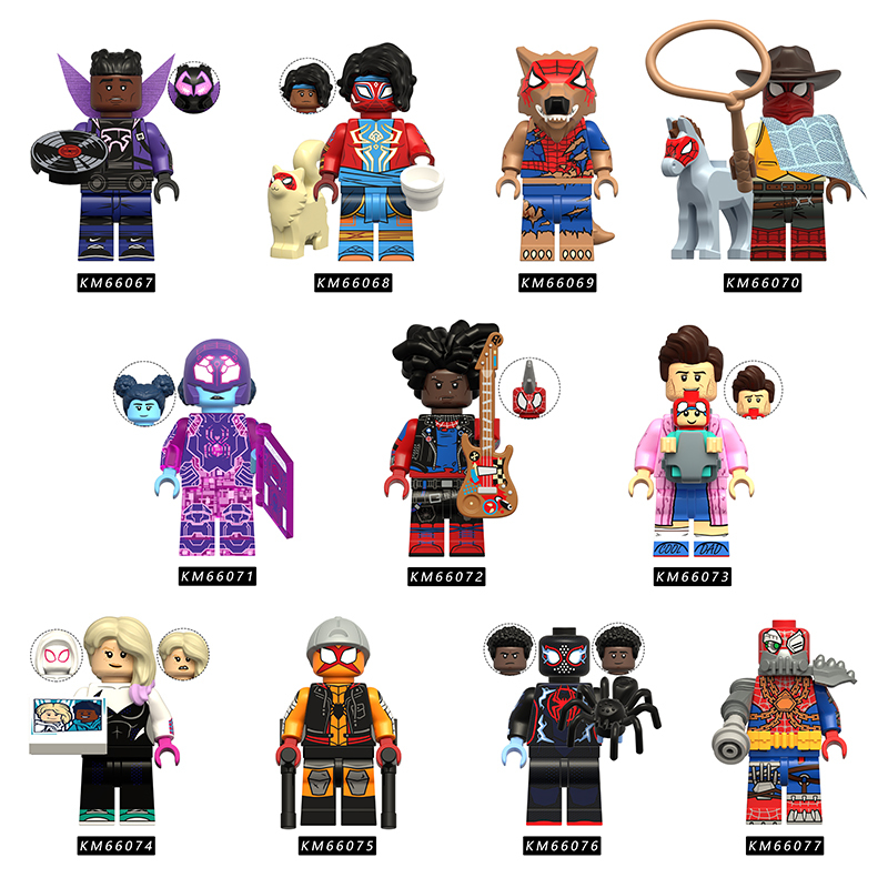 Marvel Spider-Verse Minifigs Superhero Building Blocks Miles Gwen Peter B Parker Punk Across Action Bricks Toy Collectible Gift Set KM66067-66077