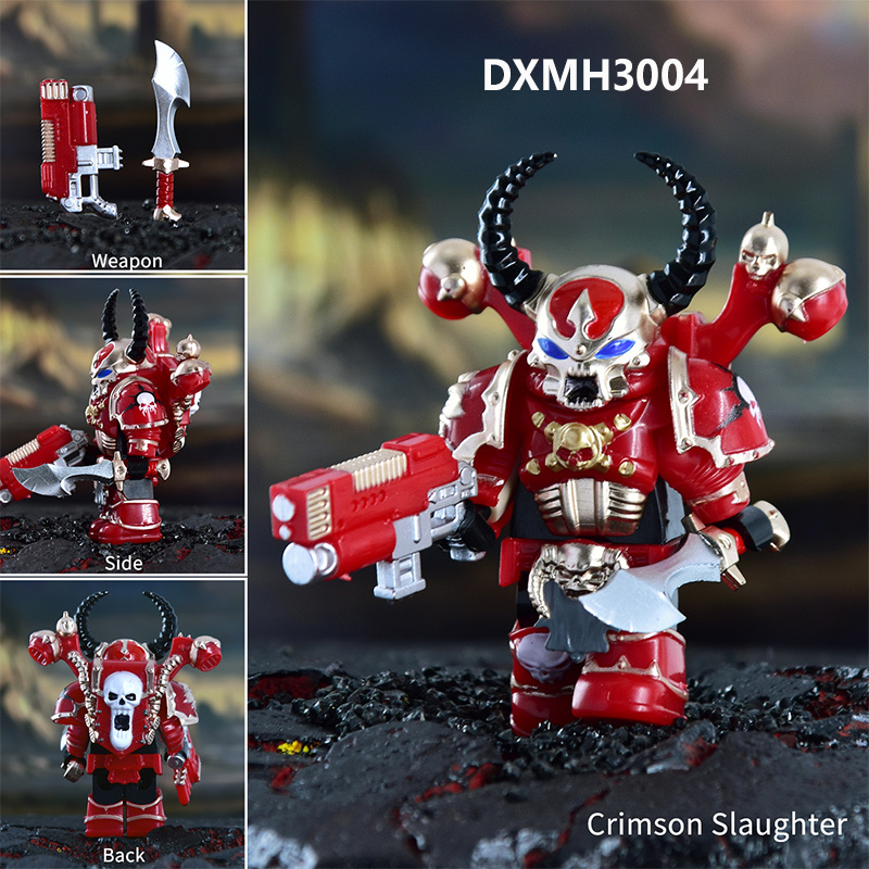 Dark Warhammer 40K Chaos Space Marines Minifigs Black Legion Horned Demon Soldiers Building Blocks Bricks Toys DXMH3001-3015