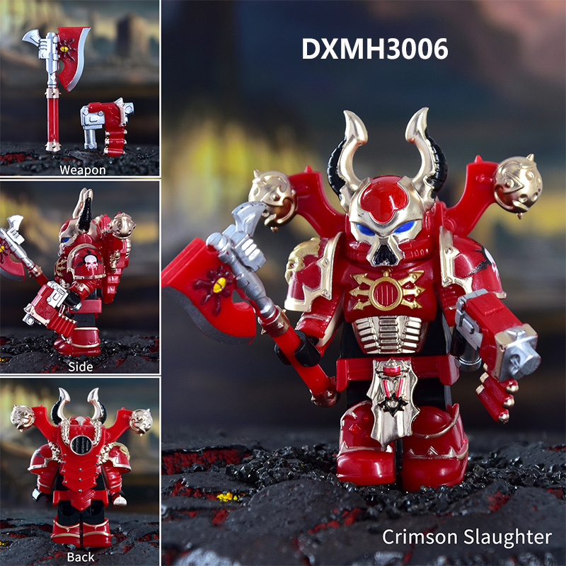 Dark Warhammer 40K Chaos Space Marines Minifigs Black Legion Horned Demon Soldiers Building Blocks Bricks Toys DXMH3001-3015