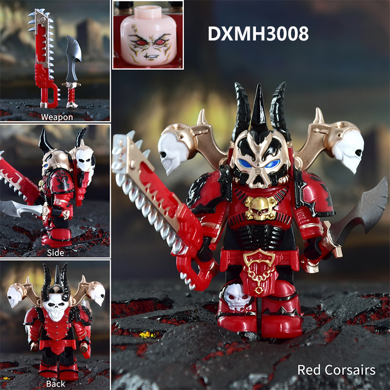Dark Warhammer 40K Chaos Space Marines Minifigs Black Legion Horned Demon Soldiers Building Blocks Bricks Toys DXMH3001-3015