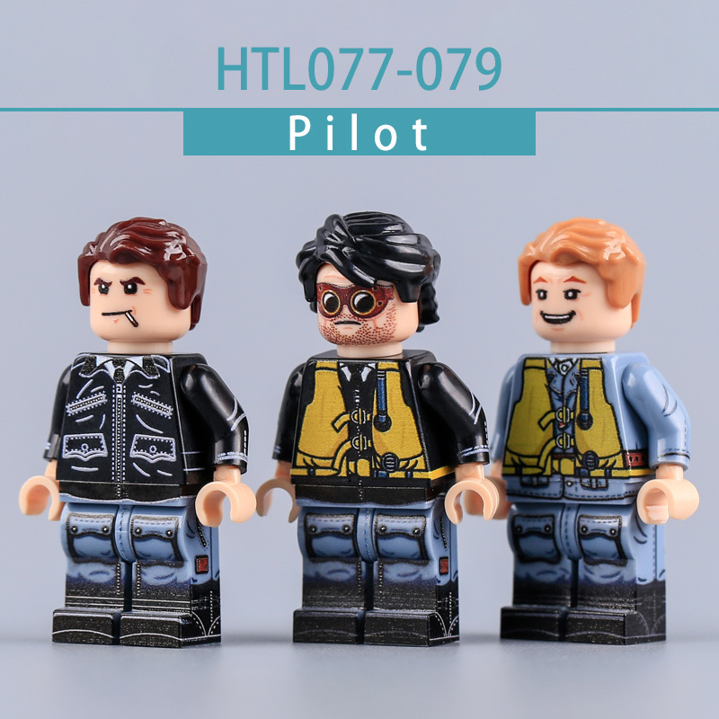 WW2 German Air Force Pilot Minifigs Luftwaffe Fighter Pilot Military Building Blocks UV Printed Toy Bricks Accessories Gift HTL077-079