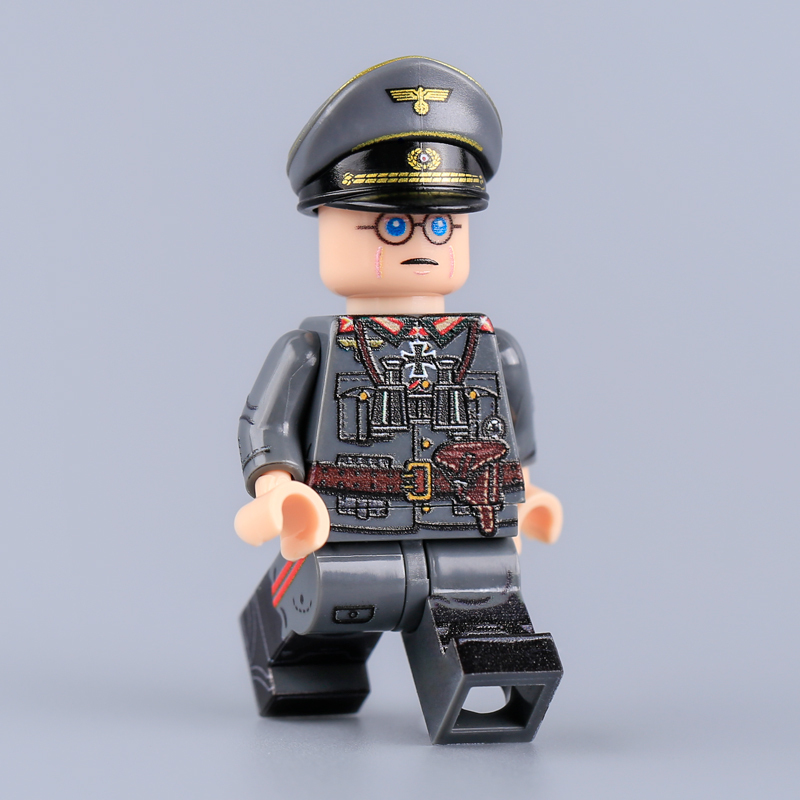 WW2 German Military Officer Minifigs UV Printed General Soldier Building Blocks Compatible Bricks Children Toy Collection HTL080