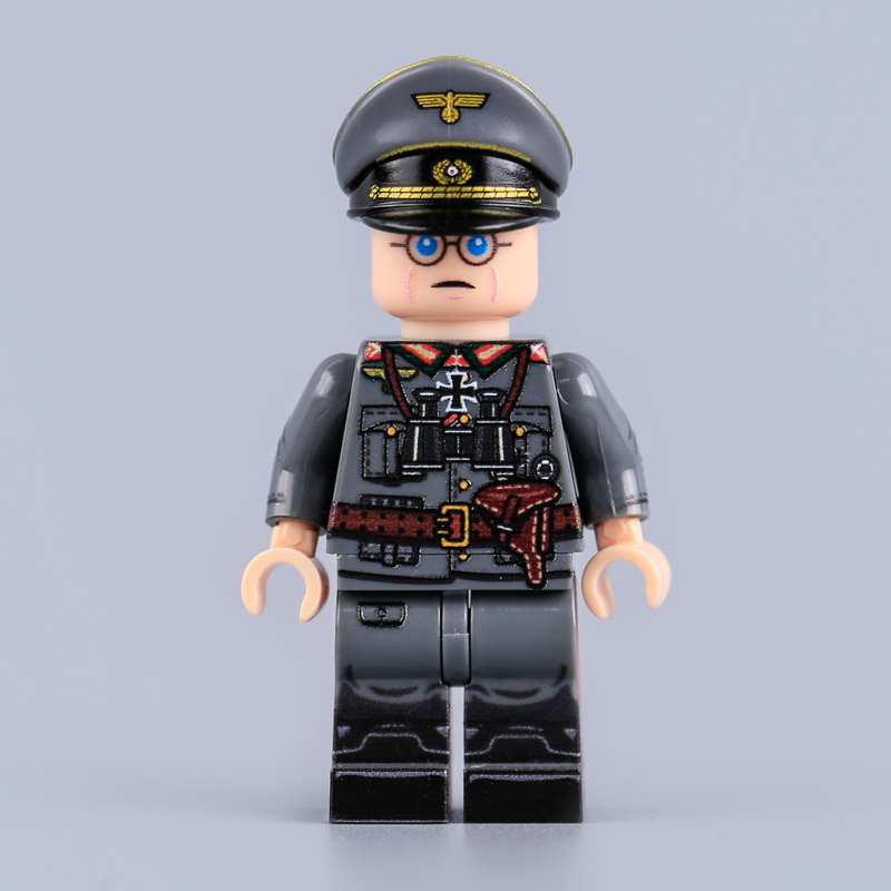 WW2 German Military Officer Minifigs UV Printed General Soldier Building Blocks Compatible Bricks Children Toy Collection HTL080