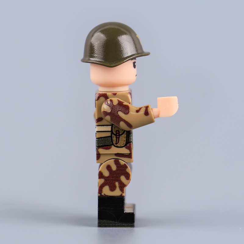 WW2 Military Soviet Engineer Minifigs Autumn Amoeba Camouflage Uniform UV Printed  Soldier Building Blocks Army Compatible Bricks Toy HTL081