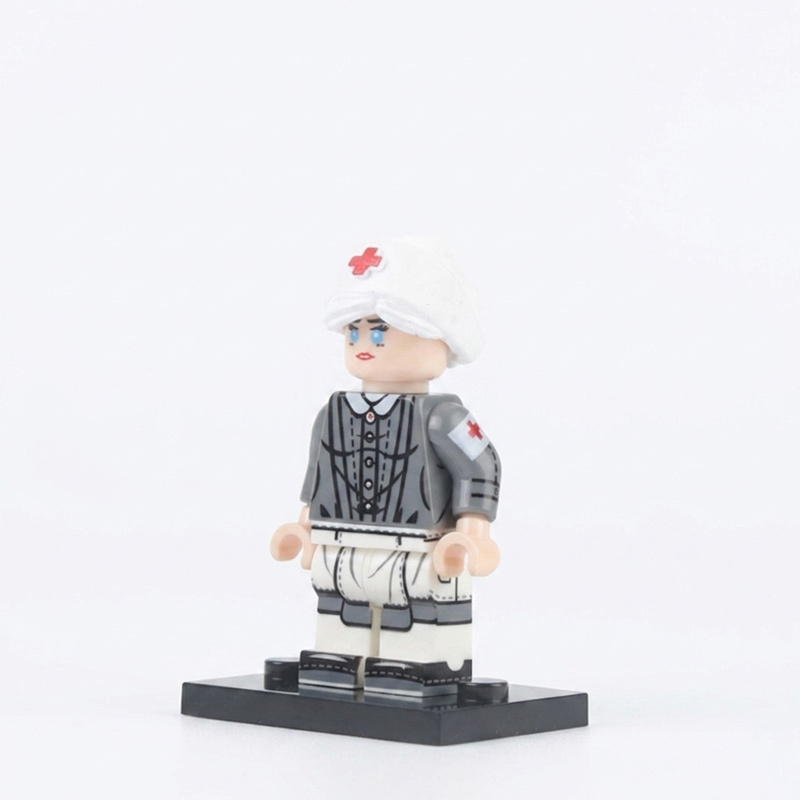 WW2 German Military Field Medic Female Minifigs Building Medical Soldier Compatible Bricks Children Toy Collection AP-10
