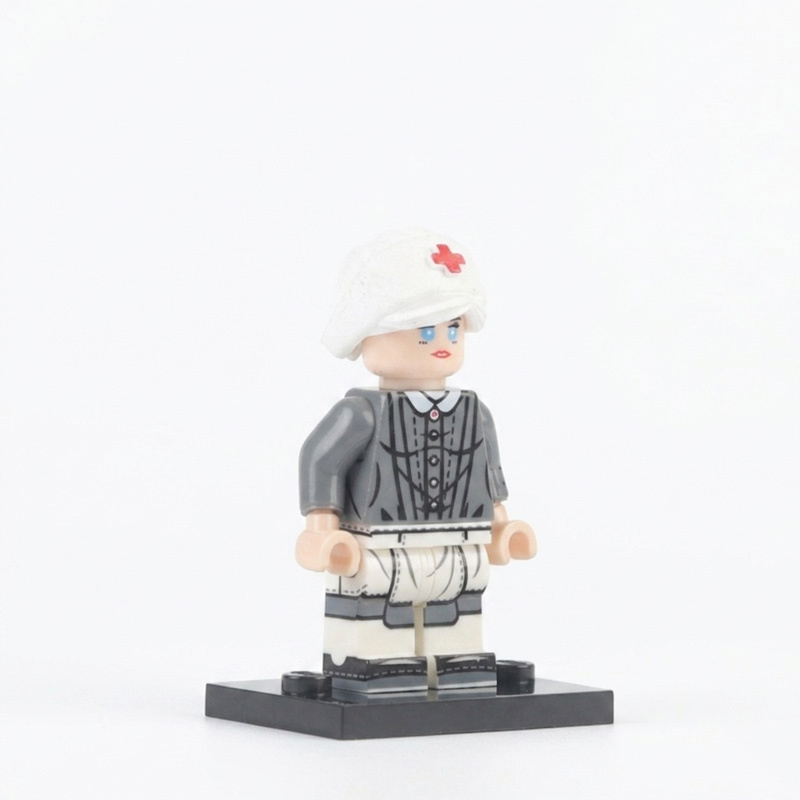 WW2 German Military Field Medic Female Minifigs Building Medical Soldier Compatible Bricks Children Toy Collection AP-10