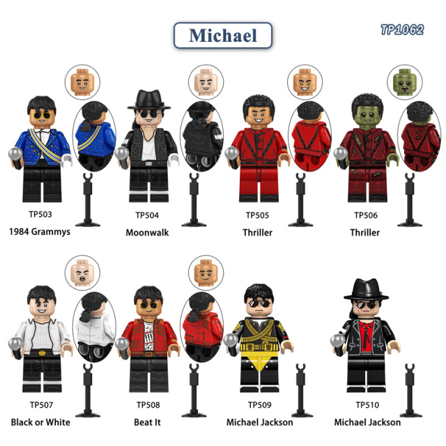 Michael Horror Movie Moonwalk Jackson Minifigs Building Blocks Custom Killer Thriller Bricks Halloween Movie Character Toy Gift TP1062
