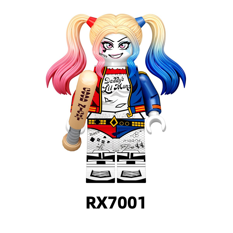 Superhero Harley Quinn Building Block Minifigs DC Marvel Villain Clown Girl Model Assemble Bricks Compatible Display Collectible Gift Toys RX7001