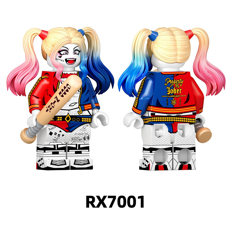 Superhero Harley Quinn Building Block Minifigs DC Marvel Villain Clown Girl Model Assemble Bricks Compatible Display Collectible Gift Toys RX7001