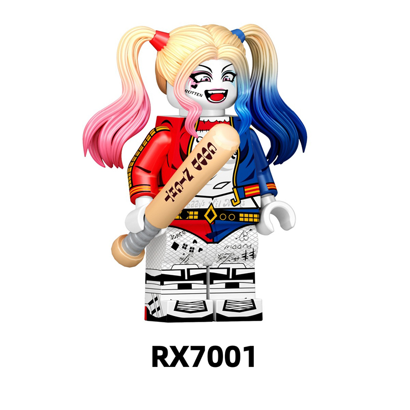 Superhero Harley Quinn Building Block Minifigs DC Marvel Villain Clown Girl Model Assemble Bricks Compatible Display Collectible Gift Toys RX7001