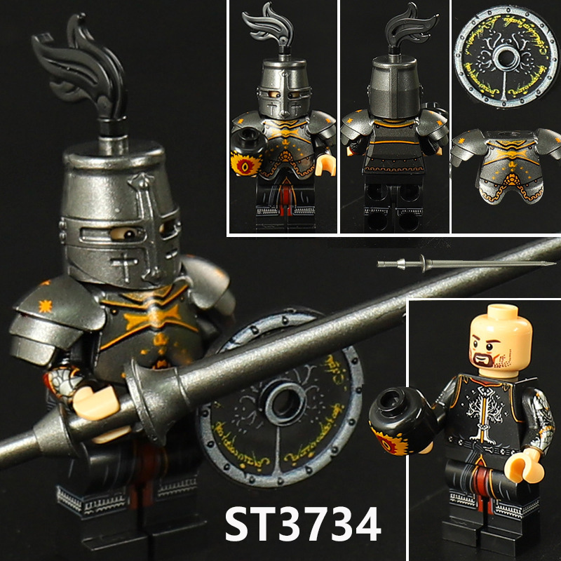 Medieval Castle Knight Minifigs Black Eagle Red Lion Octopus Knights Building Blocks Compatible Warrior Armor Toy Collection Display Gift ST36731-36734