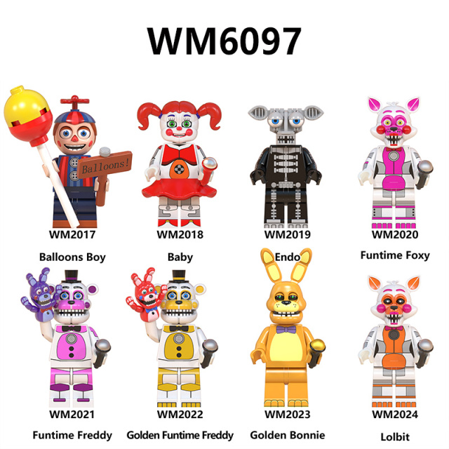 Midnight Game Horror Building Block Minifigs Dark Style Funtime Freddy Poseable Gaming Character Model Gift Toys WM6097