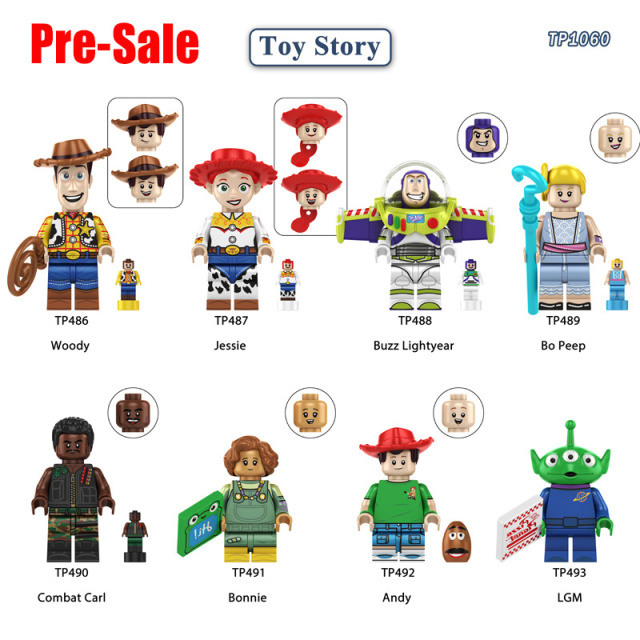 Toy Story Cartoon Minifigs Woody Buzz Lightyear Jessie Bo Peep Andy Alien Building Block Compatible Brick Toys Children Gifts TP1060